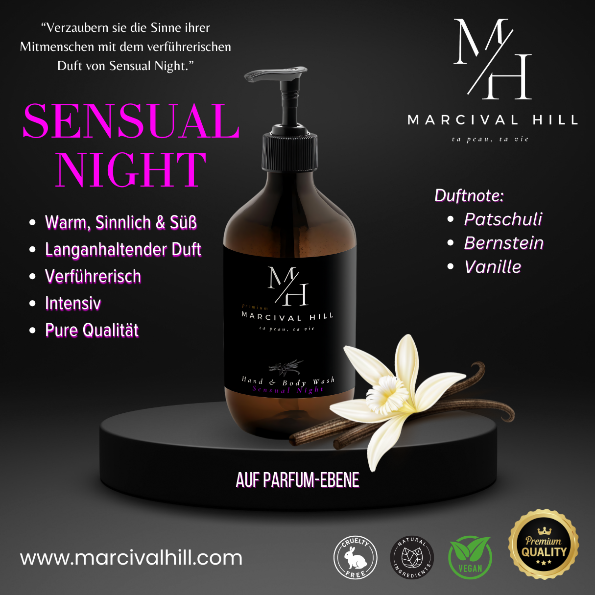 Marcival Hill Premium Body Wash: Sensual Night