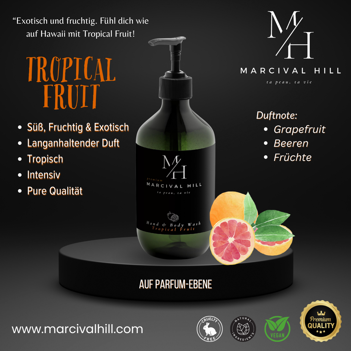 Marcival Hill Premium Body Wash: Tropical Fruit