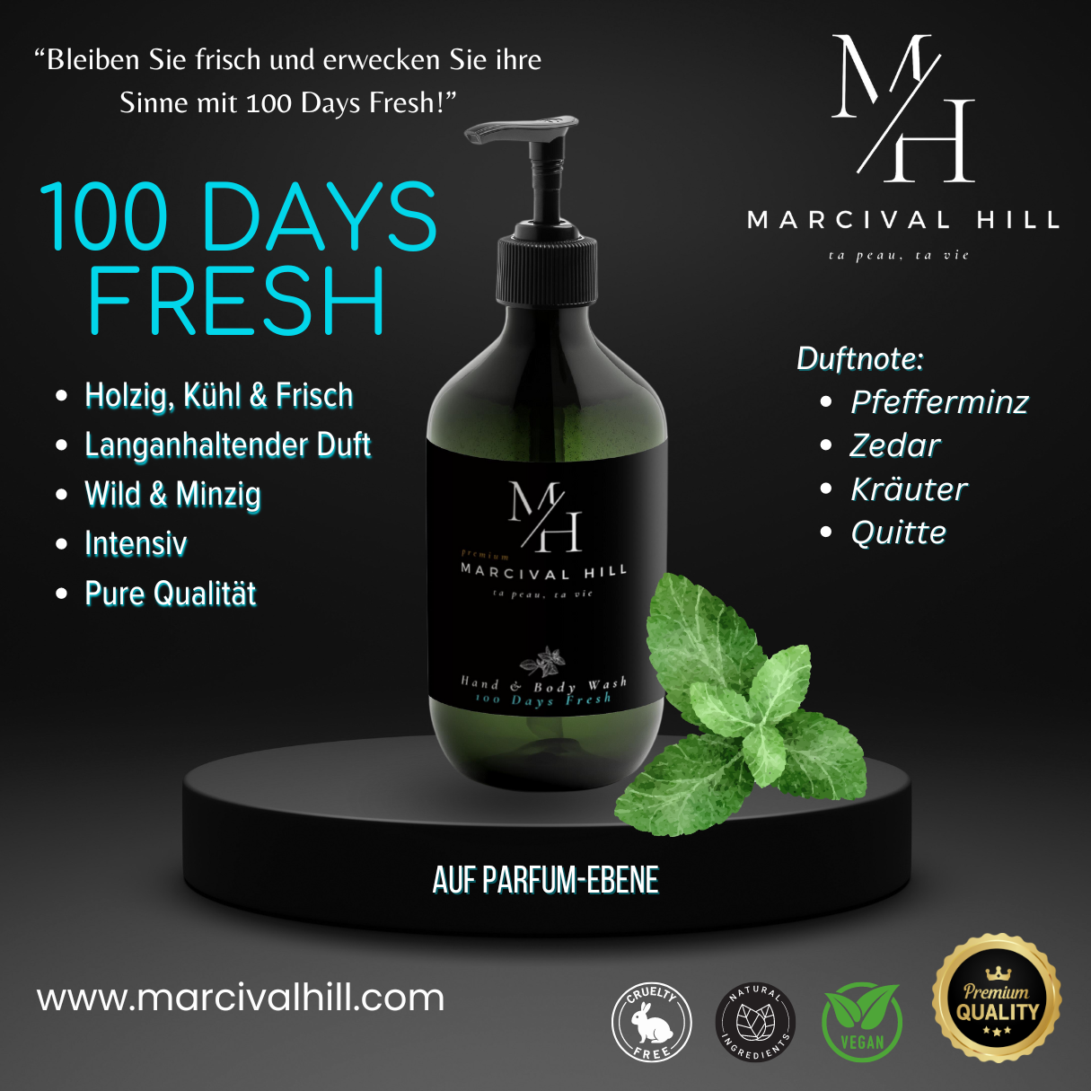 Marcival Hill Premium Body Wash: 100 Days Fresh