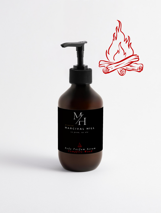 Marcival Hill Premium Parfum Body Serum: Campfire Wood